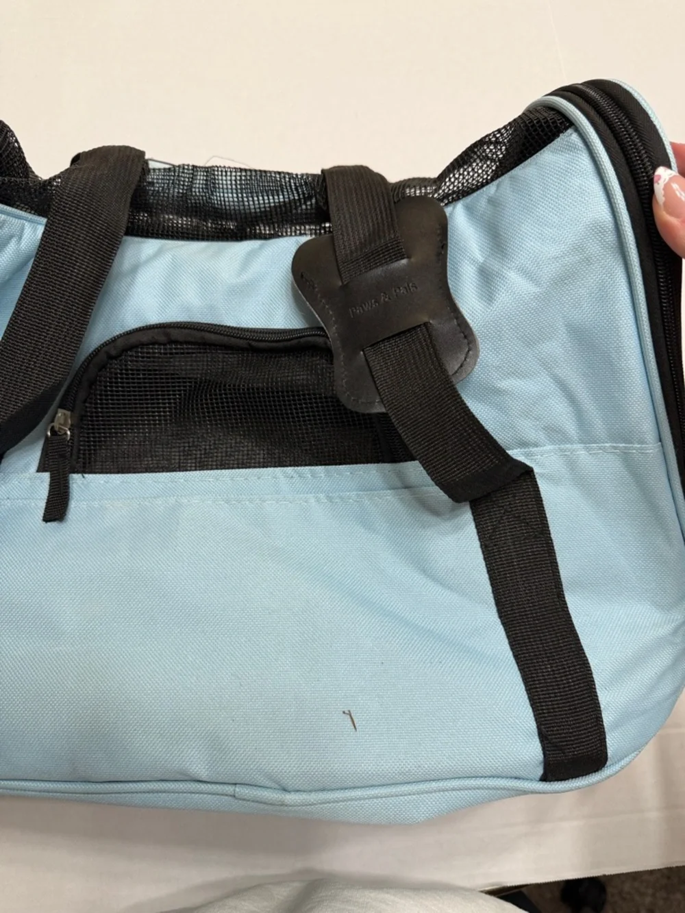 Paws & Pals Light Blue Pet Carrier with Black Mesh